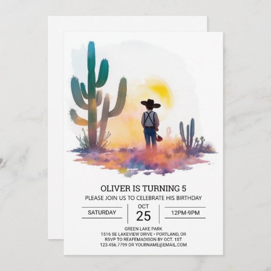 Bohemian digitale cowboy verjaardag kaart (Voorkant / Achterkant)