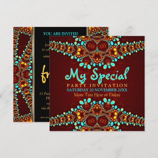 Bohemian Diva Special Event Party Invitation Kaart (Voorkant / Achterkant)