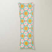 Bohemian Dream Aqua Roze Sinaasappel Body Pillow Lichaamskussen (Voorkant Verticaal)