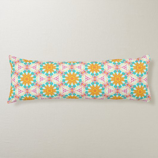 Bohemian Dream Aqua Roze Sinaasappel Body Pillow Lichaamskussen (Voorkant)