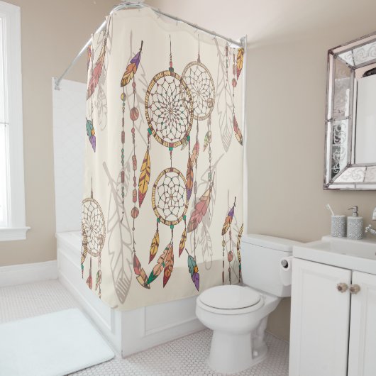 Bohemian Dream Catcher Naadloos Handgetekend Douchegordijn (In situ)