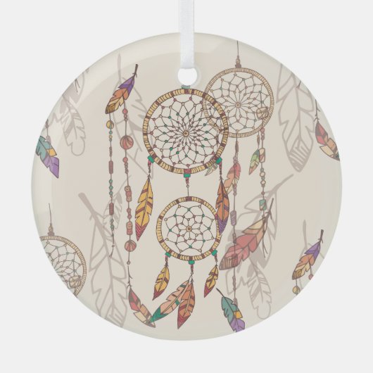 Bohemian Dream Catcher Naadloos Handgetekend Glas Ornament (Voorkant)