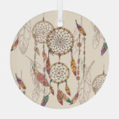 Bohemian Dream Catcher Naadloos Handgetekend Glas Ornament (Achterkant)
