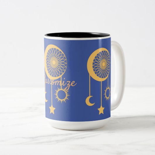 Bohemian Dream Catcher Thunder_Cove Tweekleurige Koffiemok (Voorkant rechts)