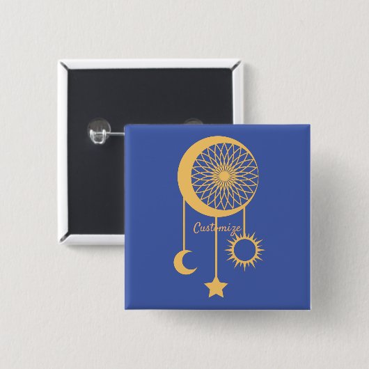 Bohemian Dream Catcher Thunder_Cove Vierkante Button 5,1 Cm (Voorkant /achterkant)