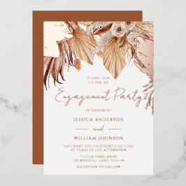 Bohemian Dream Floral Engagement Party Roos Gold Folie Uitnodiging