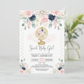 Bohemian Dreamweaver Navy Blush Gold Baby shower Kaart (Staand voorkant)
