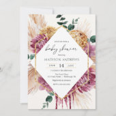 Bohemian Dried Bouquet Baby shower Invitation Kaart (Voorkant)