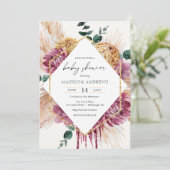 Bohemian Dried Bouquet Baby shower Invitation Kaart (Staand voorkant)