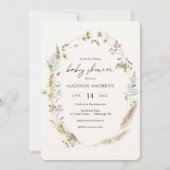Bohemian Dried Bouquet Blauw Baby shower Uitnodigi Kaart (Voorkant)