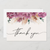 Bohemian Dried Bouquet Pampas Grass Dank je Notitiekaartje (Voorkant / Achterkant)