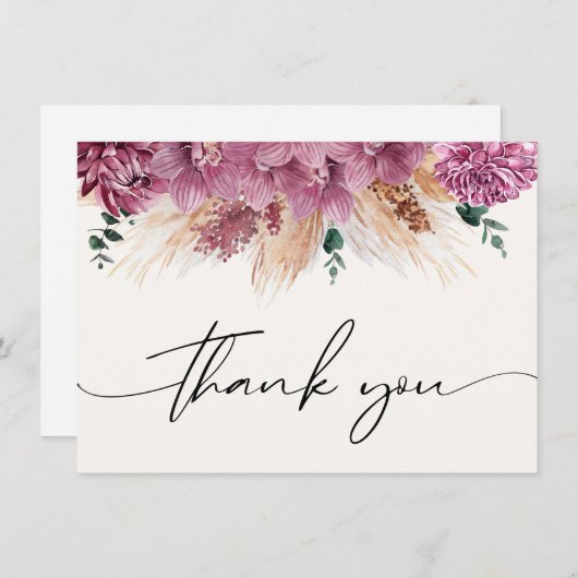 Bohemian Dried Bouquet Pampas Grass Dank je Notitiekaartje (Voorkant / Achterkant)