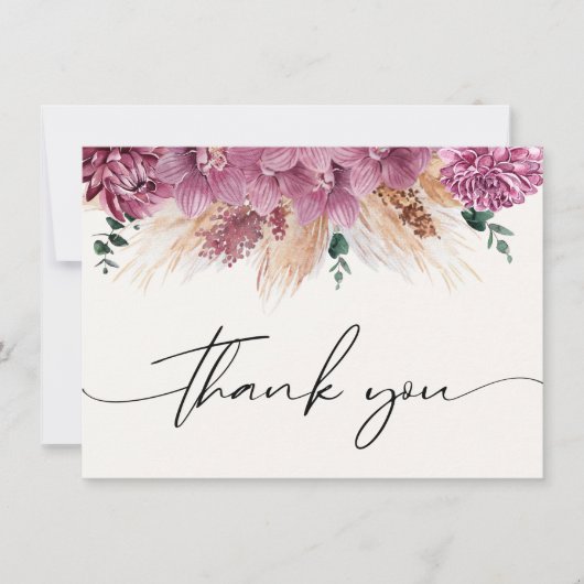 Bohemian Dried Bouquet Pampas Grass Dank je Notitiekaartje (Voorkant)