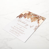 Bohemian Dried Floral Wedding Roos Gold Folie Uitnodiging (Gedraaid)
