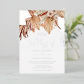 Bohemian Dried Floral Wedding Silver Folie Uitnodiging (Staand Voorkant)