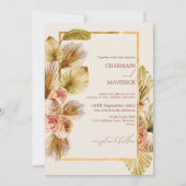 Bohemian Dried Flower Lijst Bruiloft Kaart (Voorkant)