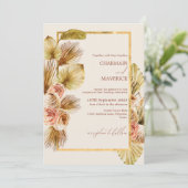 Bohemian Dried Flower Lijst Bruiloft Kaart (Staand voorkant)