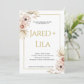 Bohemian Dried Flowers Wedding Invitation Kaart (Staand voorkant)