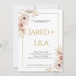Bohemian Dried Flowers Wedding Invitation Kaart