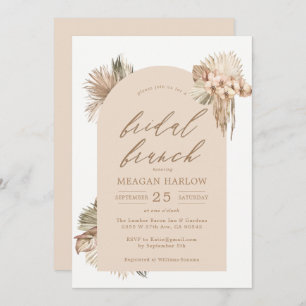 Bohemian Dried Palm Leaves Bridal Brunch Kaart