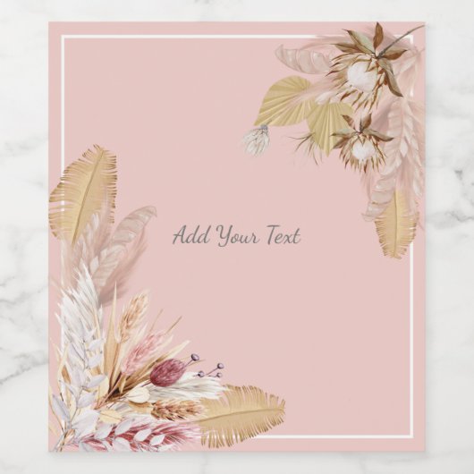 Bohemian Dried Palm, Pompas Grass King Protea Wijn Etiket (Enkel label)