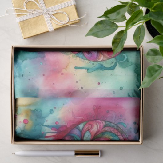 Bohemian Drippy Waterverf Heart | ontkoppelpapier Tissuepapier (Geschenk)