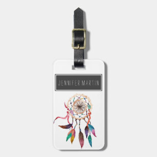 Bohemian Drocatcher in Vibrant Waterverf Paint Bagagelabel