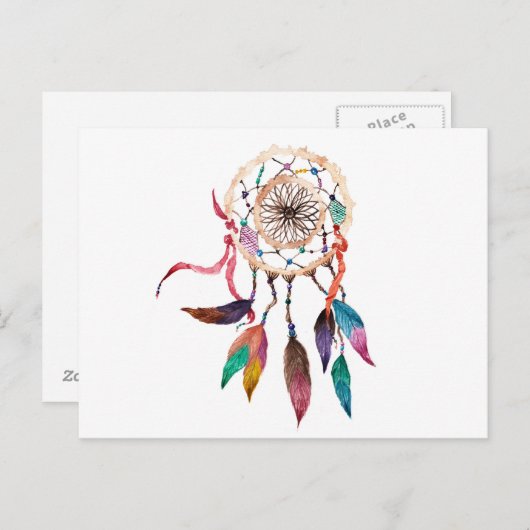 Bohemian Drocatcher in Vibrant Waterverf Paint Briefkaart (Voorkant / Achterkant)