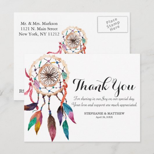 Bohemian Drocatcher in Vibrant Waterverf Paint Briefkaart (Voorkant / Achterkant)