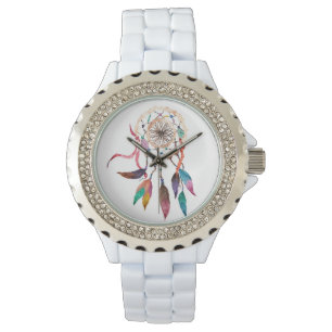 Bohemian Drocatcher in Vibrant Waterverf Paint Horloge
