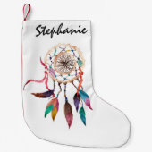 Bohemian Drocatcher in Vibrant Waterverf Paint Kleine Kerstsok (Voorkant)