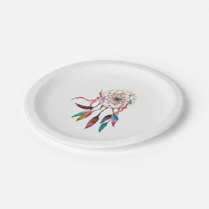 Bohemian Drocatcher in Vibrant Waterverf Paint Papieren Bordje
