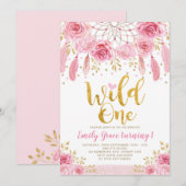 Bohemian Drocatcher Pink Gold Wild Op een dag Kaart (Voorkant / Achterkant)