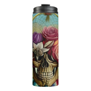 Bohemian Drocatcher Skull Feathers Thermosbeker