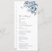 Bohemian Dusty Blauw Bloemen Bruiloft Programma Programmakaart (Voorkant / Achterkant)