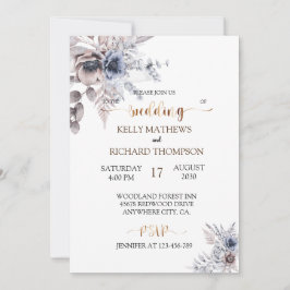 Bohemian Dusty blue bruiloft-uitnodiging Kaart