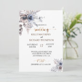 Bohemian Dusty blue bruiloft-uitnodiging Kaart (Staand voorkant)