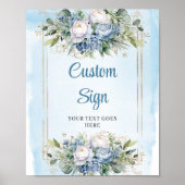 Bohemian Dusty Blue Floral DIY Wedding Sign 8x10 Poster (Voorkant)