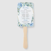 Bohemian Dusty Blue Floral Gold Lijst Programma Handwaaier (Achterkant)