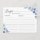 Bohemian Dusty Blue Floral Recipe Kaart (Voorkant)