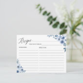 Bohemian Dusty Blue Floral Recipe Kaart (Staand voorkant)