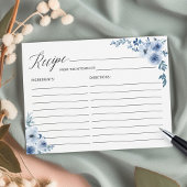 Bohemian Dusty Blue Floral Recipe Kaart
