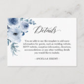 Bohemian Dusty Blue Floral Wedding Details Informatiekaartje (Voorkant)