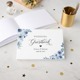 Bohemian Dusty Blue Floral Wedding Gastenboek