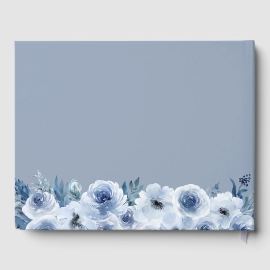 Bohemian Dusty Blue Floral Wedding Gastenboek (Achterkant)