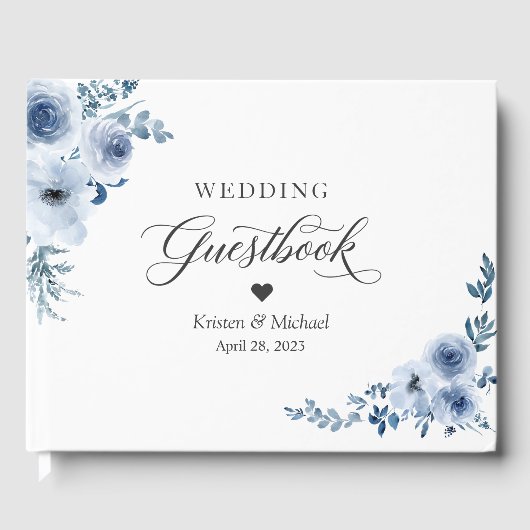 Bohemian Dusty Blue Floral Wedding Gastenboek (Voorkant)