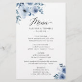 Bohemian Dusty Blue Floral Wedding Menu (Voorkant)