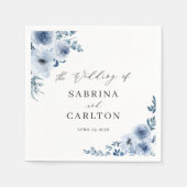 Bohemian Dusty Blue Floral Wedding Servet (Voorkant)