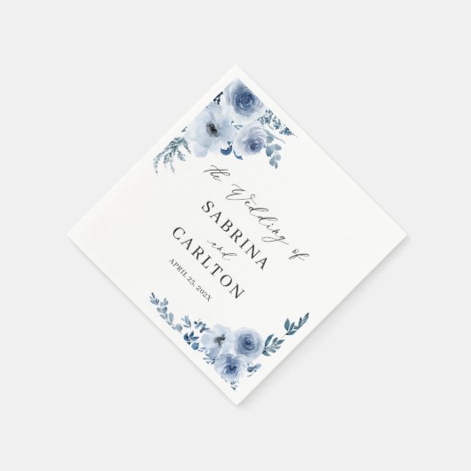 Bohemian Dusty Blue Floral Wedding Servet (Hoek)