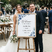 Bohemian Dusty Blue Floral Wedding Sign Poster